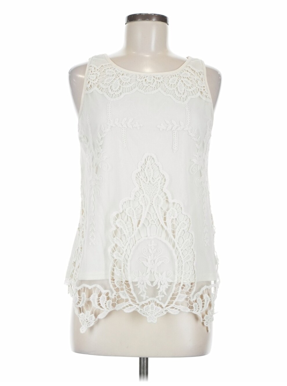 Artisan Ny Ivory Lace-Trim Sleeveless Blouse - Medium - EUC